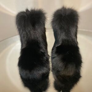 Black Genuine Fur Foxy Boots